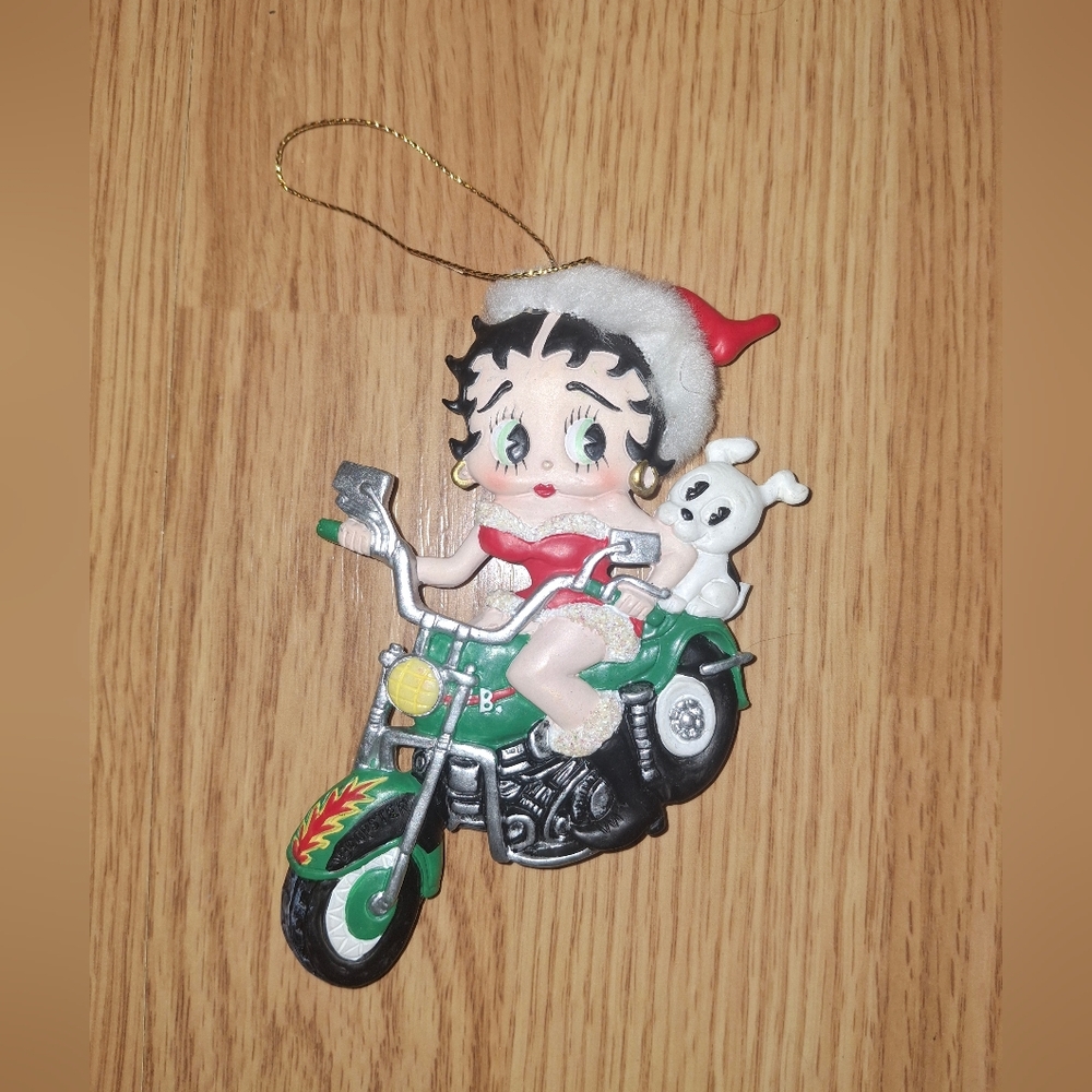 Vintage Betty Boop on motorcycle Christmas ornament 1999